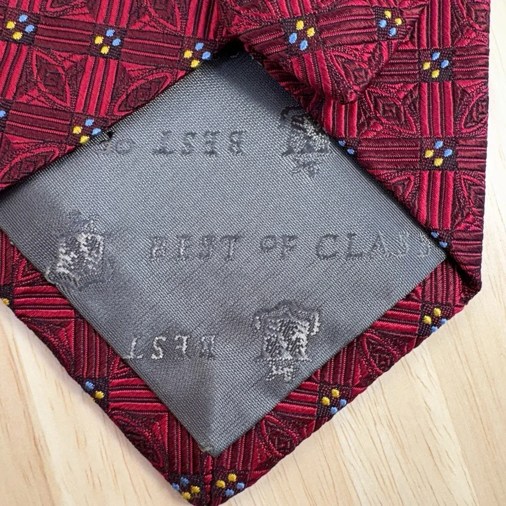 Robert Talbott Men's Red Geometric Woven Silk Designer Tie One Size